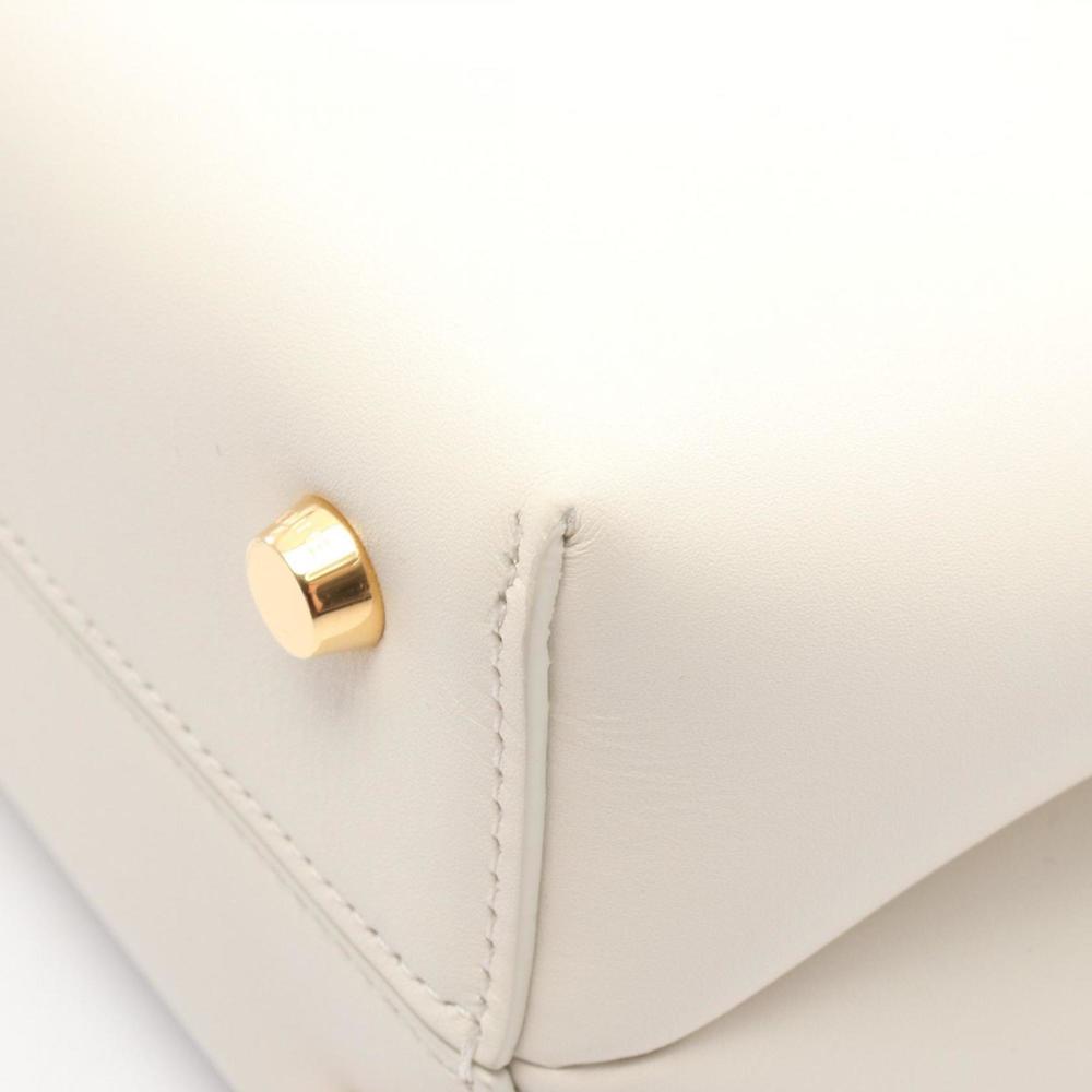 Celine Medium Nino Handbag, Leather, Women's, White, 117523 - Picture 7 of 7
